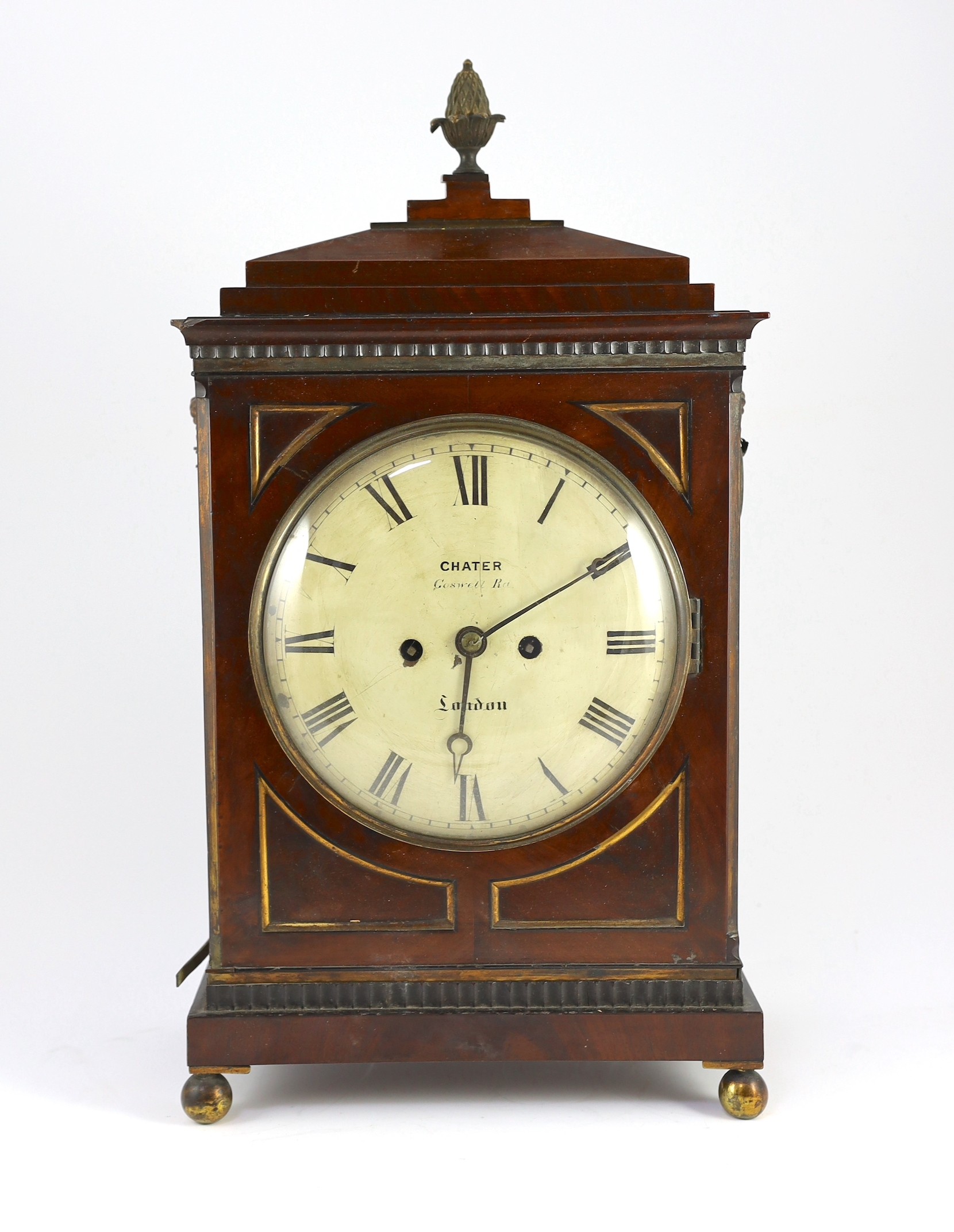 Chater, Goswell Road, London. A Regency brass mounted mahogany eight day bracket clock, 29cm wide 17cm deep 42cm high